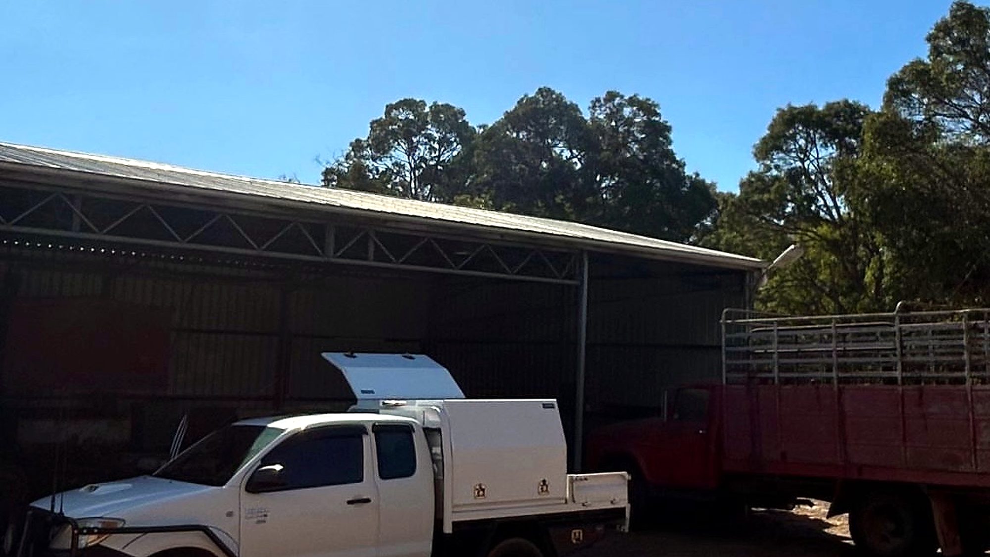 Naturaliste Diesel Services ute and trucks at a rural South West workshop yard
